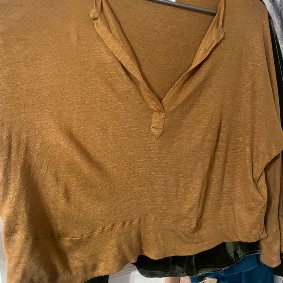 ba&sh Tops - ba&sh Linen t-shirt in ochre